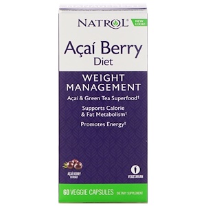 Natrol, AcaiBerry Diet, суперпродукты асаи и зеленый чай, 60 вегетарианских капсул