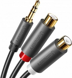 Кабель переходник аудио-видео 3.5 мм.- 2RCA, 0,25 м. (AV109) Ugreen