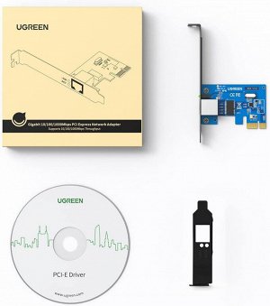 Карта сетевая (адаптер) PCI - RJ45 10/100/1000 Мбит/с. чернаяй Ugreen