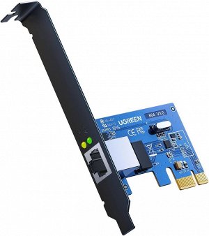 Карта сетевая (адаптер) PCI - RJ45 10/100/1000 Мбит/с. чернаяй Ugreen