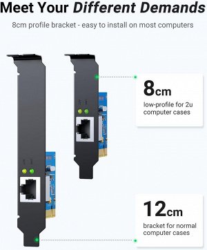Карта сетевая (адаптер) PCI - RJ45 10/100/1000 Мбит/с. чернаяй Ugreen