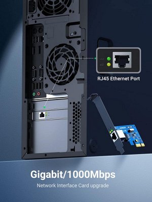 Карта сетевая (адаптер) PCI - RJ45 10/100/1000 Мбит/с. чернаяй Ugreen
