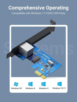 Карта сетевая (адаптер) PCI - RJ45 10/100/1000 Мбит/с. чернаяй Ugreen
