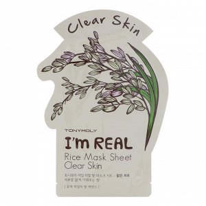 Tony Moly, Im Real, Rice Mask Sheet, Clear Skin, 1 Sheet, 21 g