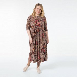Платье, текстиль, коричневый, Коричневый