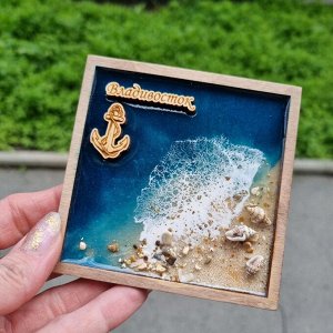 Магнит из дерева Владивосток, магнит сувенирный, шт