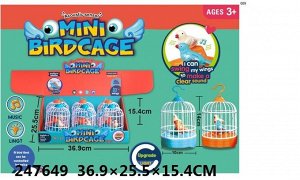 Игрушка бат. Птичка в клетке ,свет, музыка,10*14 см