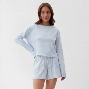 Пижама женская (лонгслив, шорты) KAFTAN, голубая