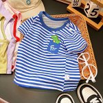 Детская футболка в полоску, цвет белый/синий