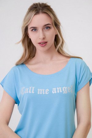 Футболка женская из вискозы Лирика бледно-голубой  Call me angel