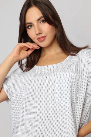 Сорочка "Очарование", белый (темно-синий горох)