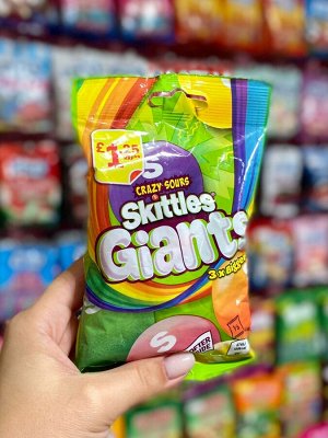 Гигантские кислые драже со вкусом фруктов Skittles Giants Скитлс 116 гр