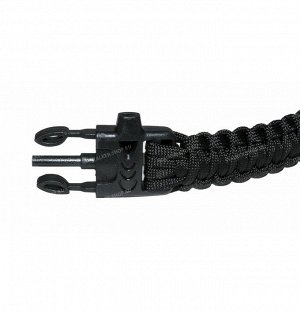 Paracord bracelet ,buckle with whistle and flint, black