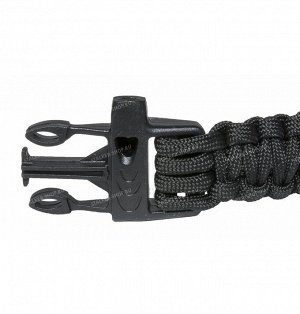 Paracord bracelet with compass,buckle with whistle, black