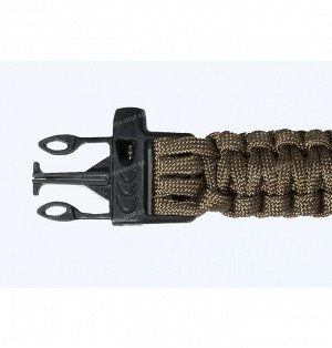 Paracord bracelet with compass,buckle with whistle, coyote