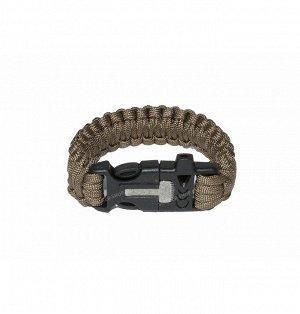 Paracord bracelet ,buckle with whistle and flint, coyote