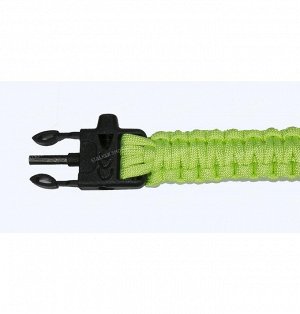 Paracord bracelet ,buckle with whistle and flint, lime