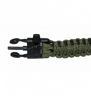 Paracord bracelet ,buckle with whistle and flint, olive