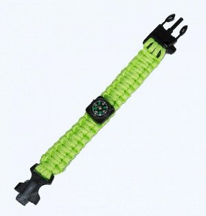 Paracord bracelet with compass,buckle with whistle and flint, lime