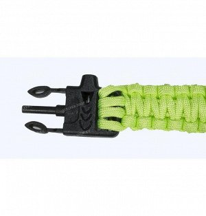 Paracord bracelet with compass,buckle with whistle and flint, lime