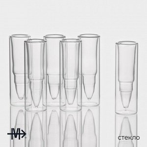 Стопки шоты Magistro «Пуля», 30 мл, 3.5x11 см, с двойными стенками, набор 6 шт., стекло, прозрачные