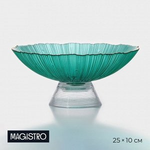 Ваза из стекла для фруктов Magistro «Фейерверк», 1,4 л, 25x10 см, цвет изумрудный