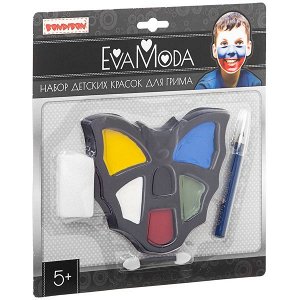 Набор bondibon eva moda детских красок для грима (6 цветов; 8,1г), аппликатор, спонж, карандаш для