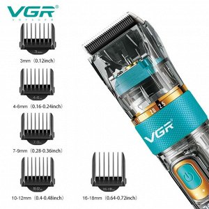 Профессиональная Машинка для стрижки волос, бороды, усов VGR V-695 аккумуляторная LED дисплей