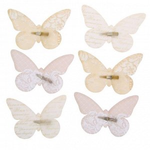 Набор декоративных бабочек Кружево-жемчужных на заколках 16,5 х 11,5 см