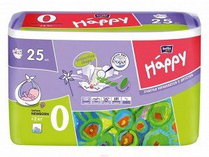 Подгузники детские happy before newborn, вес 0-2 кг, 25шт