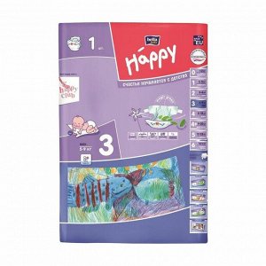 Подгузники для детей happy midi, вес 5-9кг., 1шт.