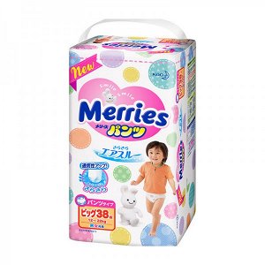 Подгузники-трусики для детей размер xl12-22 кг, merries (мериес), 38 шт