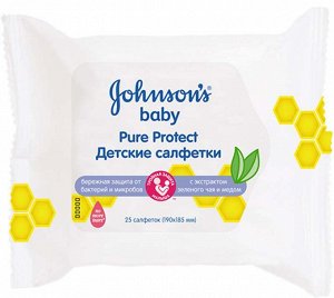 Влажные салфетки baby pure protect, johnsons baby 25 шт