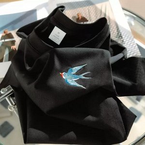 Футболка с вышивкой, повседневная, женская, хлопок