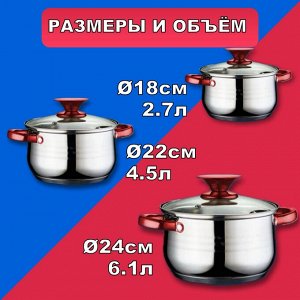 Набор кастрюль Kaisa Villa из нержавеющей стали 6 предметов