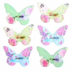 Набор декоративных бабочек Цветочный на заколках 16,5 х 11,5 см