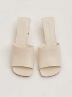 Мюли на каблуке из натуральной кожи, W020/kreda