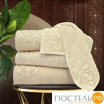 Набор из 2 велюровых полотенец 70х135 см Eleganta Aphrodite 500 г/м2, молочный