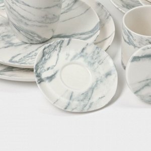 Кружки Magistro Real Marble, 400 мл, набор 2 шт., фарфор, белые