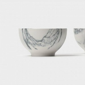 Салатники Magistro Real Marble, 380 мл, 11.6x6.5 см, набор 2 шт., фарфор, белые
