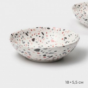 Тарелки глубокие Magistro Terazzo, 700 мл, 18x5.5 см, набор 2 шт., фарфор, белые