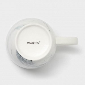 Кружки Magistro Real Marble, 400 мл, набор 2 шт., фарфор, белые