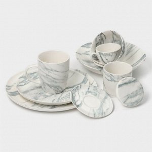 Сахарница Magistro Real Marble, 250 мл, 8.5x9 см, фарфор, белая