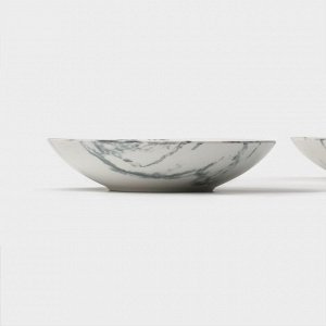 Тарелки глубокие Magistro Real Marble, 800 мл, 21x4.7 см, набор 2 шт., фарфор, белые