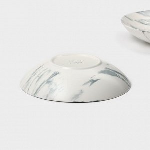 Тарелки глубокие Magistro Real Marble, 800 мл, 21x4.7 см, набор 2 шт., фарфор, белые