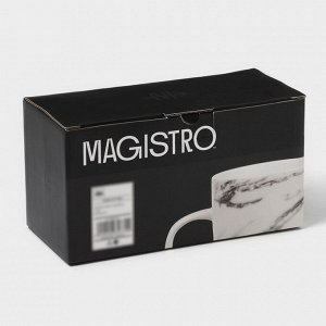 Кружки Magistro Real Marble, 400 мл, набор 2 шт., фарфор, белые