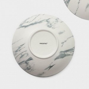 Тарелки глубокие Magistro Real Marble, 800 мл, 21x4.7 см, набор 2 шт., фарфор, белые