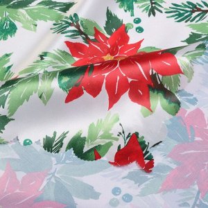 Скатерть новогодняя Доляна "Сhristmas flowers" 145х110 см, 100% п/э