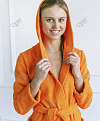Халат женский махровый оранжевый с капюшоном
