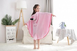 Детское полотенце-пончо с капюшоном "розовый фламинго"